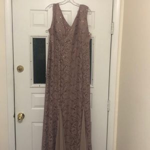 Long formal champagne/taupe dress